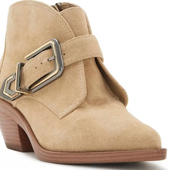 Vince Camuto Womens  Ashena Ankle Booties Taupe Suede Leather 8.5 M New - Picture 1 of 8